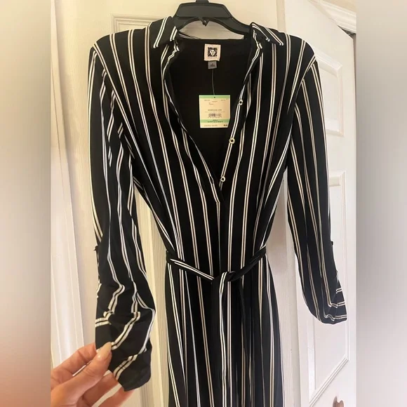 anne klein black and white dress Anne Klein Dresses | Anne Klein Black & White Striped Belted Dress - New With Tags - Size 8 | Color: Black/White | Size: 8